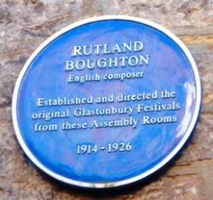 Rutland Boughton blue plaque, Assembly Rooms, Glastonbury 