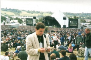 George McKay at the festival in 2000, publicising the new book, Glastonbury: A Very English Fair
