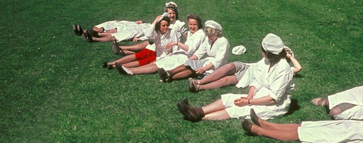 Chocolate factory workers relaxing in the Marabouparken, c. 1950s